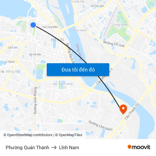 Phường Quán Thánh to Lĩnh Nam map