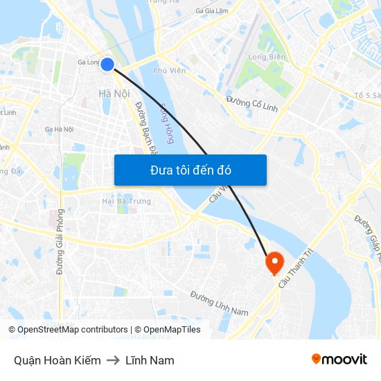 Quận Hoàn Kiếm to Lĩnh Nam map