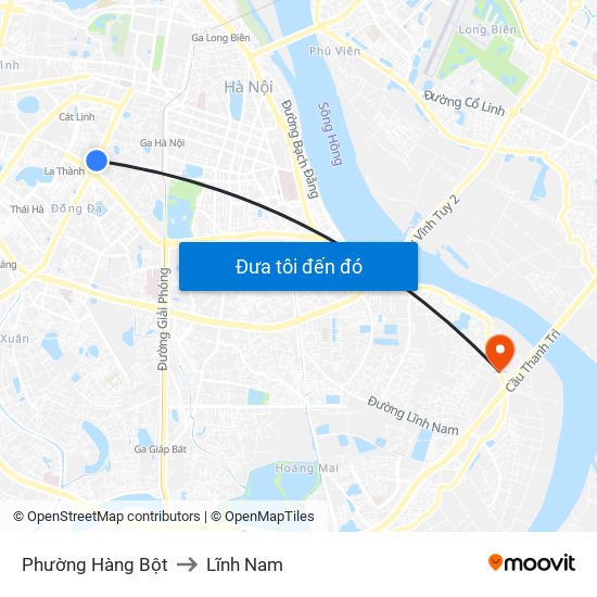 Phường Hàng Bột to Lĩnh Nam map