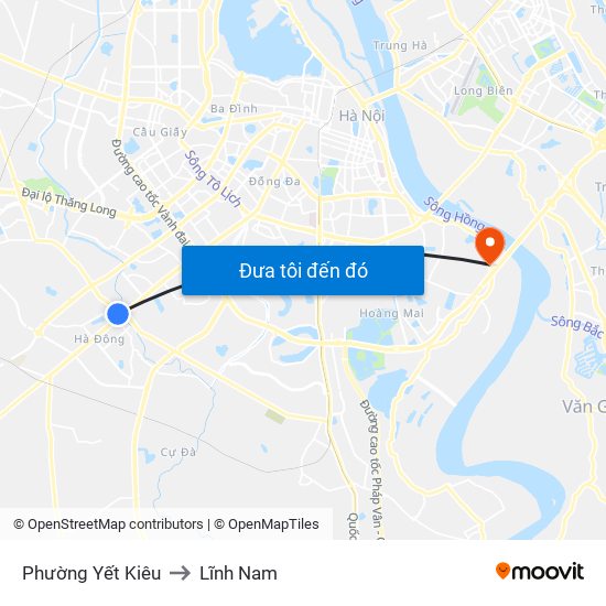 Phường Yết Kiêu to Lĩnh Nam map
