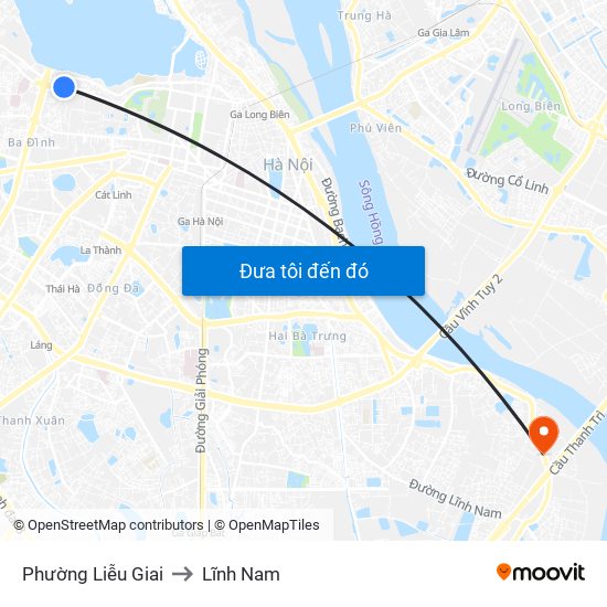 Phường Liễu Giai to Lĩnh Nam map