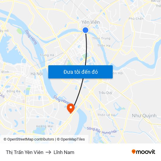 Thị Trấn Yên Viên to Lĩnh Nam map