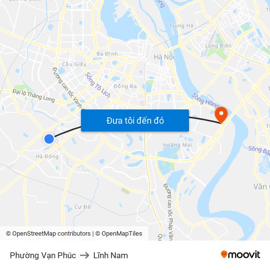 Phường Vạn Phúc to Lĩnh Nam map