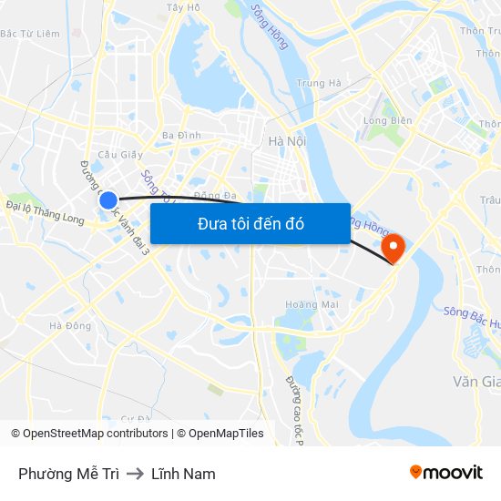 Phường Mễ Trì to Lĩnh Nam map