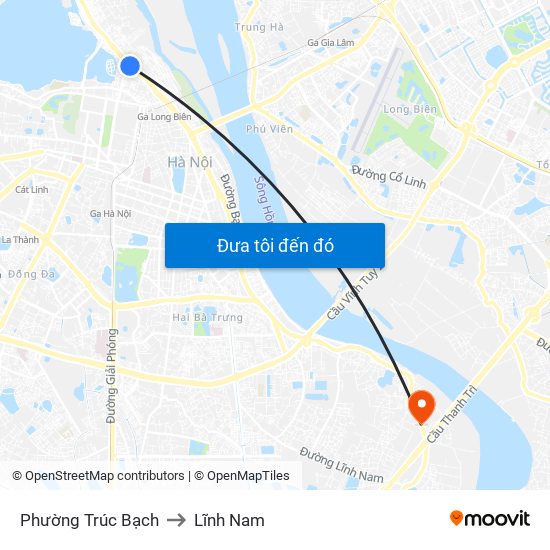 Phường Trúc Bạch to Lĩnh Nam map