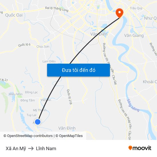 Xã An Mỹ to Lĩnh Nam map