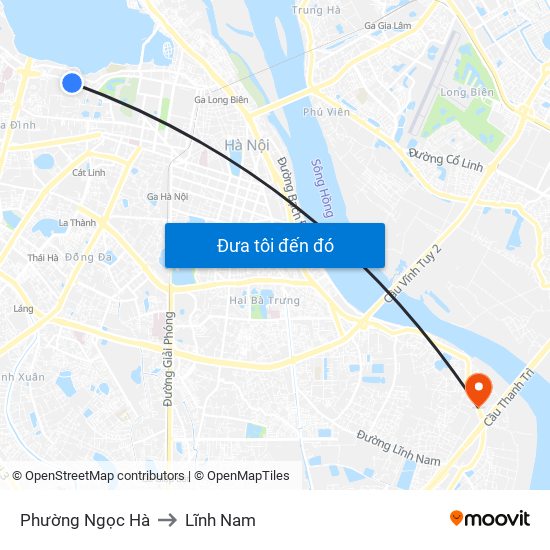 Phường Ngọc Hà to Lĩnh Nam map