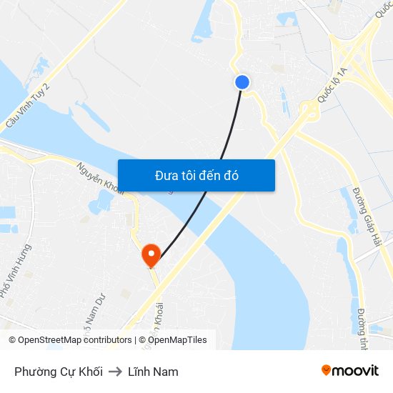 Phường Cự Khối to Lĩnh Nam map