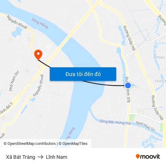 Xã Bát Tràng to Lĩnh Nam map