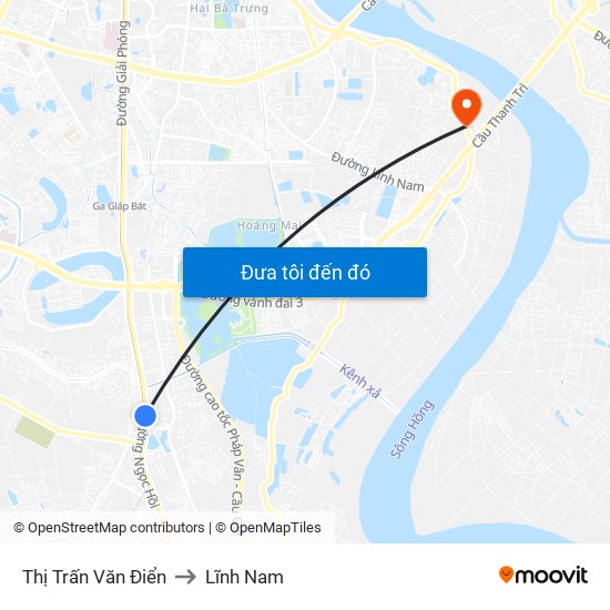 Thị Trấn Văn Điển to Lĩnh Nam map
