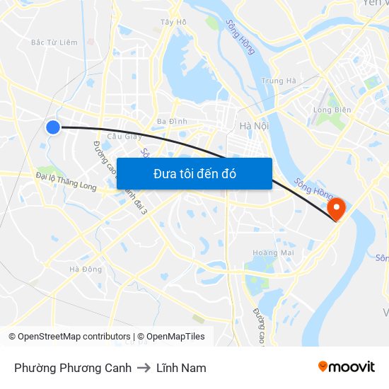 Phường Phương Canh to Lĩnh Nam map