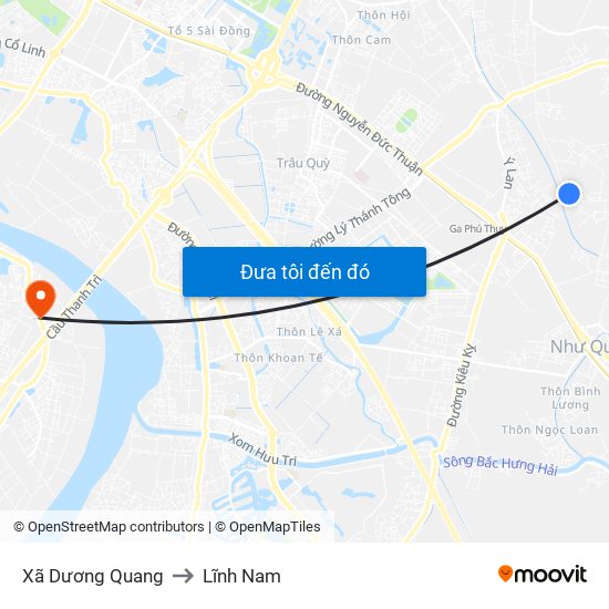 Xã Dương Quang to Lĩnh Nam map