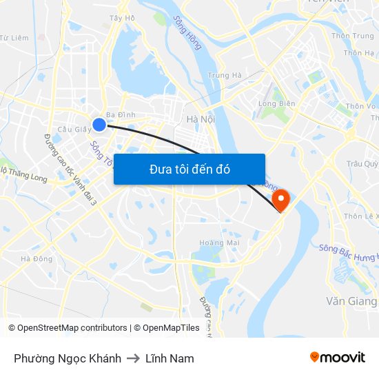 Phường Ngọc Khánh to Lĩnh Nam map