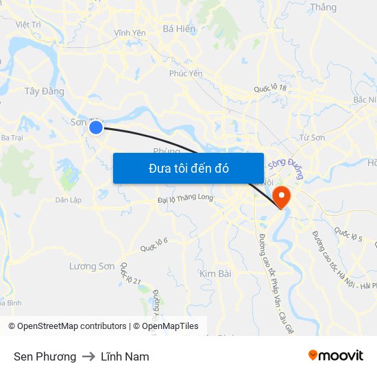 Sen Phương to Lĩnh Nam map