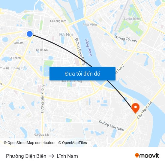 Phường Điện Biên to Lĩnh Nam map