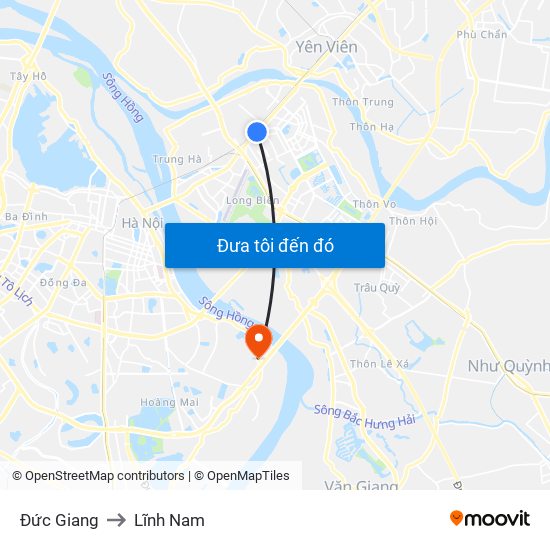 Đức Giang to Lĩnh Nam map