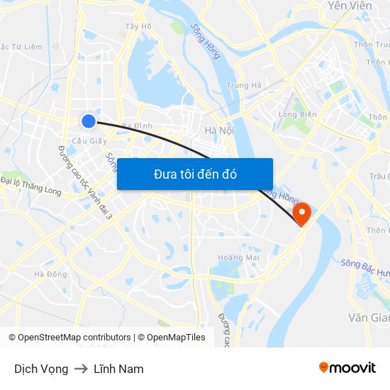 Dịch Vọng to Lĩnh Nam map
