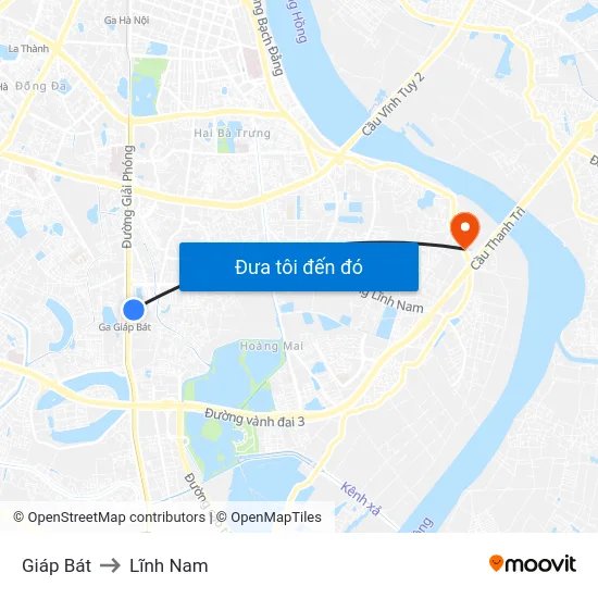 Giáp Bát to Lĩnh Nam map