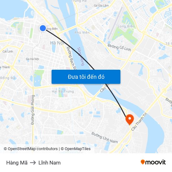 Hàng Mã to Lĩnh Nam map
