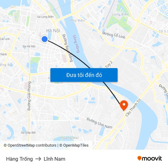 Hàng Trống to Lĩnh Nam map