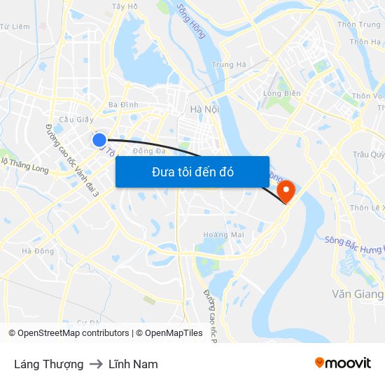 Láng Thượng to Lĩnh Nam map