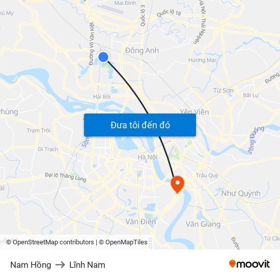 Nam Hồng to Lĩnh Nam map