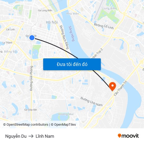 Nguyễn Du to Lĩnh Nam map