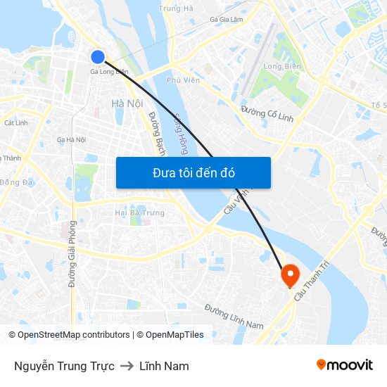 Nguyễn Trung Trực to Lĩnh Nam map