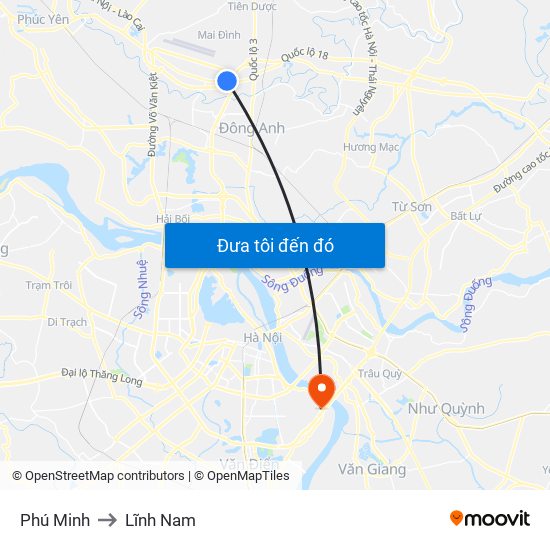 Phú Minh to Lĩnh Nam map