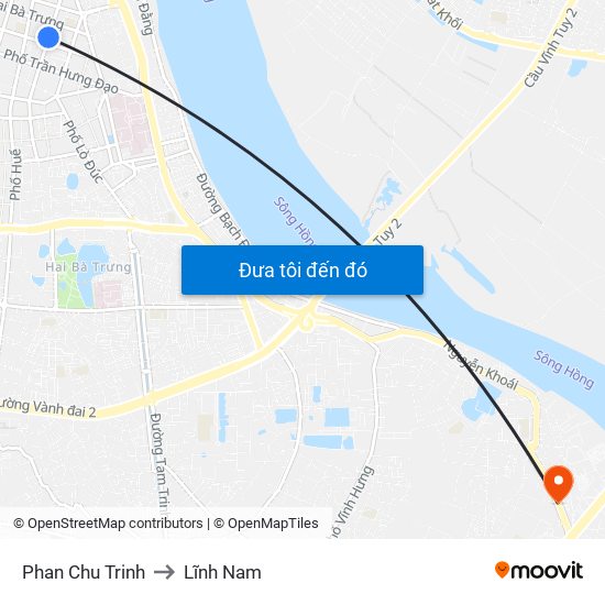 Phan Chu Trinh to Lĩnh Nam map