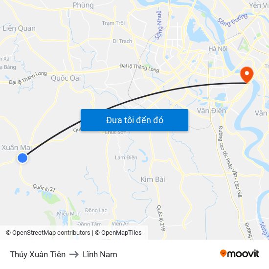 Thủy Xuân Tiên to Lĩnh Nam map