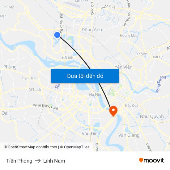 Tiền Phong to Lĩnh Nam map