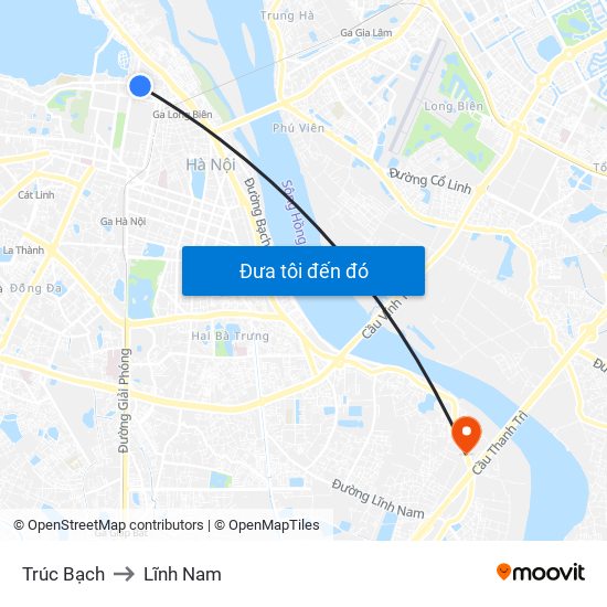 Trúc Bạch to Lĩnh Nam map