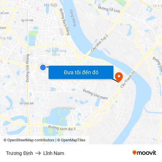 Trương Định to Lĩnh Nam map