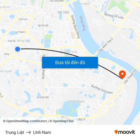 Trung Liệt to Lĩnh Nam map