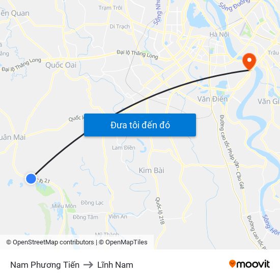 Nam Phương Tiến to Lĩnh Nam map