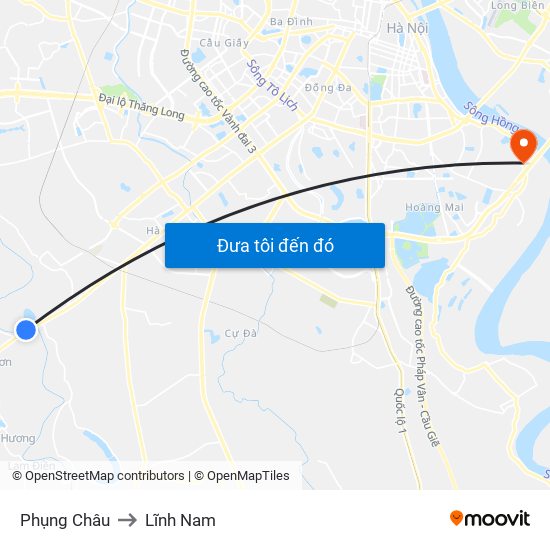 Phụng Châu to Lĩnh Nam map