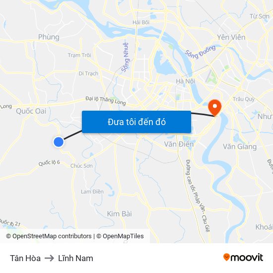 Tân Hòa to Lĩnh Nam map
