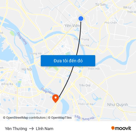 Yên Thường to Lĩnh Nam map