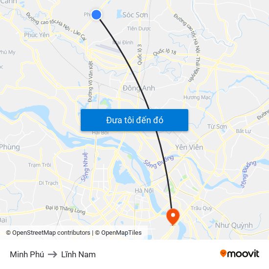 Minh Phú to Lĩnh Nam map