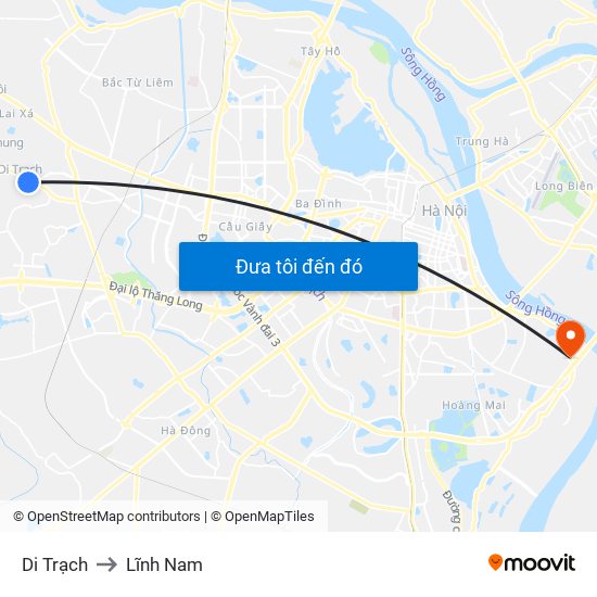 Di Trạch to Lĩnh Nam map