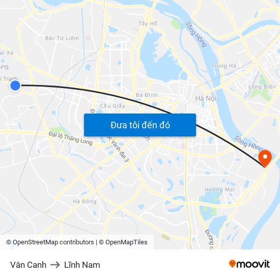 Vân Canh to Lĩnh Nam map