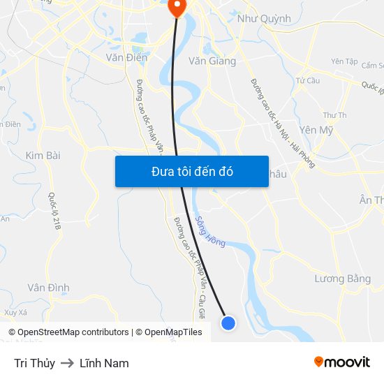 Tri Thủy to Lĩnh Nam map