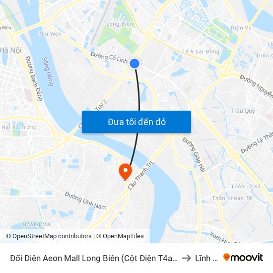 Đối Diện Aeon Mall Long Biên (Cột Điện T4a/2a-B Đường Cổ Linh) to Lĩnh Nam map