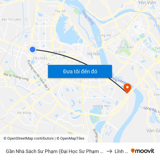 Gần Nhà Sách Sư Phạm (Đại Học Sư Phạm Hà Nội) - 136 Xuân Thủy to Lĩnh Nam map