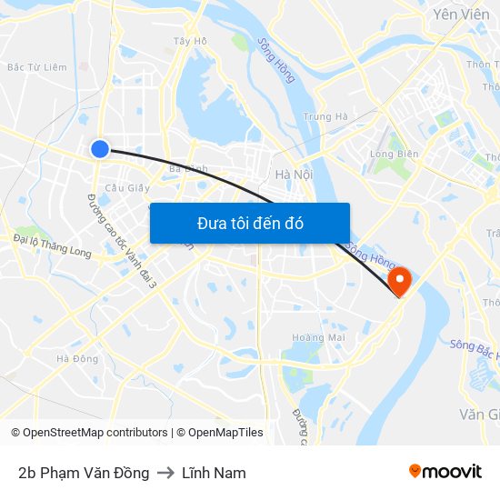 2b Phạm Văn Đồng to Lĩnh Nam map