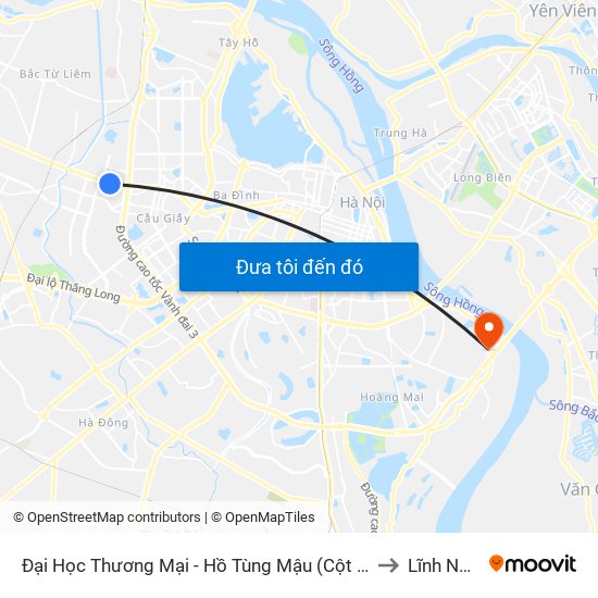 Đại Học Thương Mại - Hồ Tùng Mậu (Cột Sau) to Lĩnh Nam map