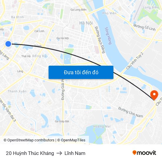 20 Huỳnh Thúc Kháng to Lĩnh Nam map