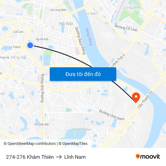 274-276 Khâm Thiên to Lĩnh Nam map