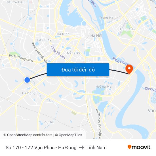 Số 170 - 172 Vạn Phúc - Hà Đông to Lĩnh Nam map